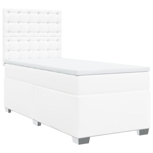 vidaXL Sommier &agrave; lattes de lit avec matelas Blanc 90x190 cm Similicuir