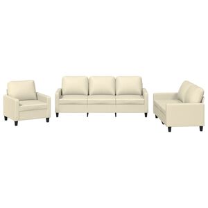 vidaXL Ensemble de canap&eacute;s 3 pcs avec coussins Cr&egrave;me Similicuir