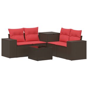 vidaXL Ensemble de Canap&eacute;s 6 pc Marron et rouge