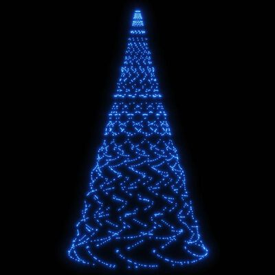 vidaXL Sapin de Noël sur mât de drapeau 1400 LED Bleues 500 cm