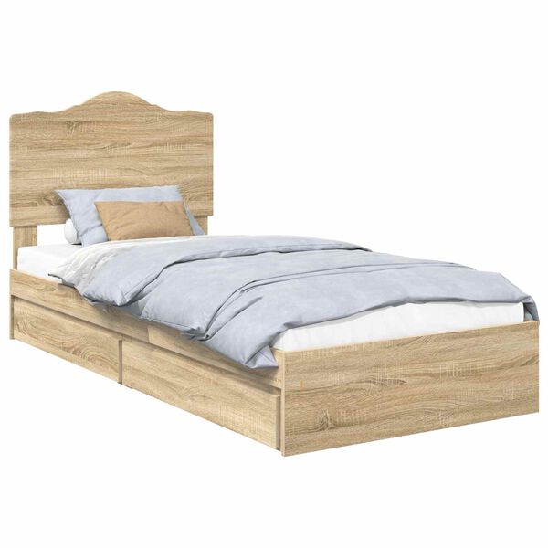 vidaXL Lit de Rangement Ch&ecirc;ne Sonoma 75 x 190 cm Bois d'ing&eacute;nierie