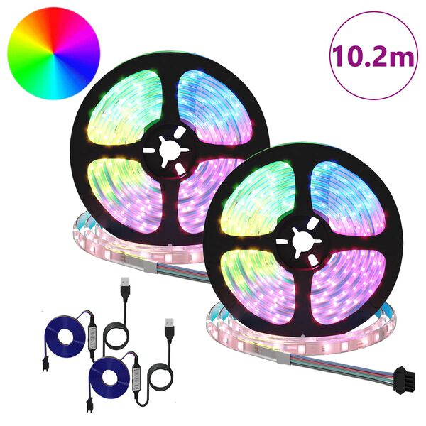 vidaXL Bande LED 2 pcs Noir et Transparent 5100 mm Cuivre et plastique