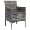 vidaXL Ensemble &agrave; manger de jardin coussins 7pcs Gris et noir