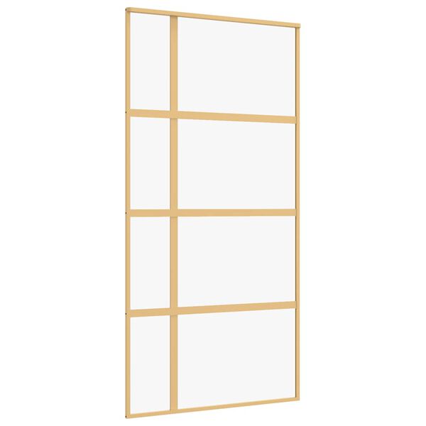 vidaXL Porte coulissante doré 102,5x205cm verre ESG clair et aluminium