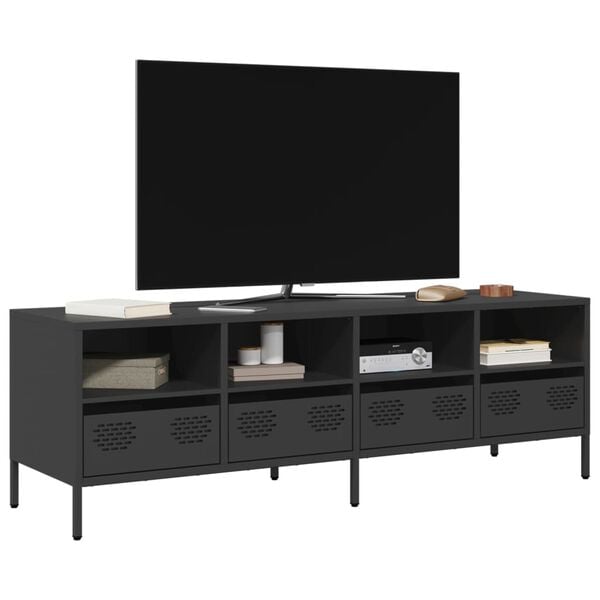 vidaXL Meuble TV noir 135x39x43,5 cm acier lamin&eacute; &agrave; froid