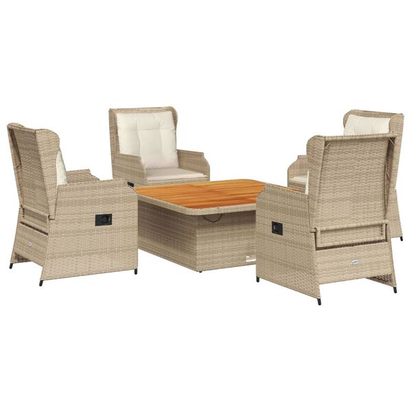 vidaXL Salon de jardin avec coussins 5 pcs beige r&eacute;sine tress&eacute;e