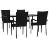 vidaXL Ensemble à manger de jardin 5 pcs Noir Résine tressée