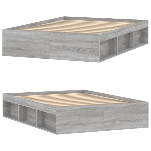 vidaXL Cadre de lit sans matelas sonoma gris 135x190 cm