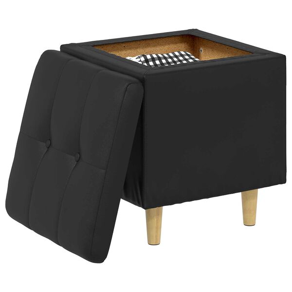 vidaXL Pouf de rangement avec coussin Noir 40 x 40 x 45 cm Simili cuir