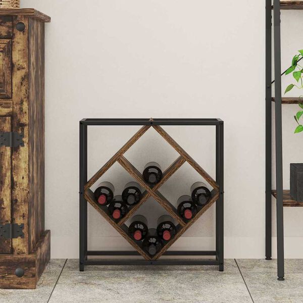 vidaXL &Eacute;tag&egrave;re &agrave; vin Ch&ecirc;ne fum&eacute; 51 x 18 x 52,5 cm Bois d'ing&eacute;nierie