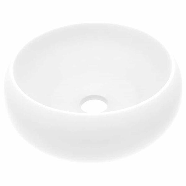 vidaXL Lavabo rond de luxe Blanc mat 40x15 cm C&eacute;ramique