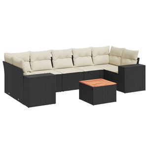 vidaXL Salon de jardin 8 pcs avec coussins noir r&eacute;sine tress&eacute;e