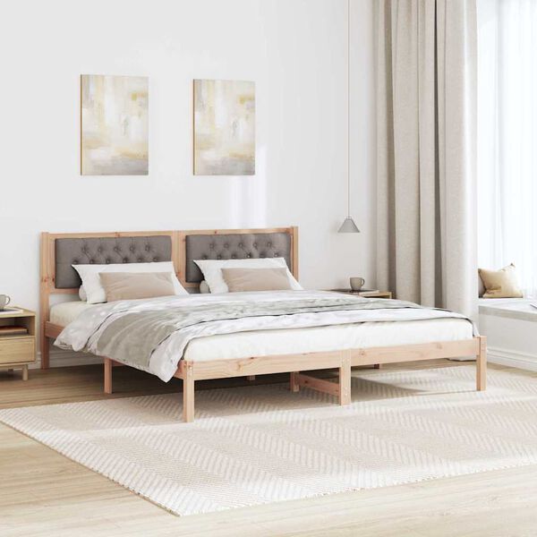 vidaXL Cadre de lit avec t&ecirc;te de lit Taupe 160 x 200 cm Pin massif