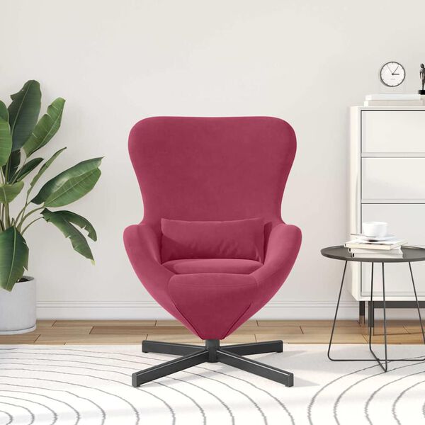 vidaXL Fauteuil &oelig;uf Bordeaux 63 x 73 x 90 cm Velours