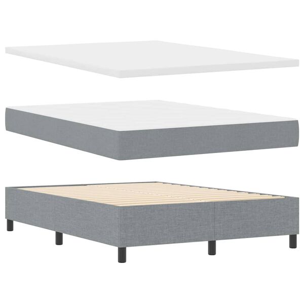 vidaXL Lit &agrave; ressorts avec matelas Gris clair 160 x 200 cm tissu