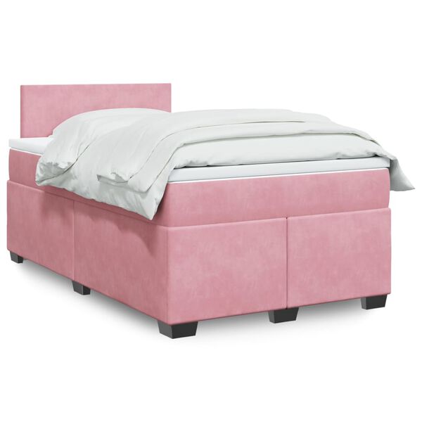 vidaXL Sommier &agrave; lattes de lit avec matelas Rose 120x200 cm Velours