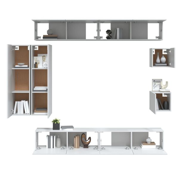 vidaXL Ensemble de meubles TV 8 pcs Blanc Bois d'ing&eacute;nierie