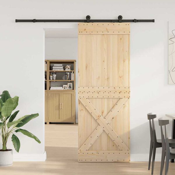 vidaXL Porte coulissante et kit de quincaillerie 85x210 cm pin massif