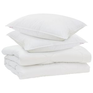 vidaXL Couette avec oreiller 3 pcs Blanc Microfibre