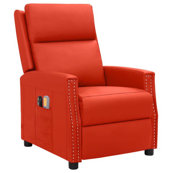 vidaXL Fauteuil de massage électrique Rouge Similicuir