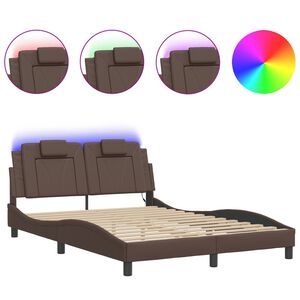 vidaXL Cadre de lit Viana avec LED sans matelas marron 120x200 cm