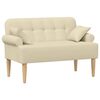vidaXL Canap&eacute; love seat avec capitonnage en boutons Cr&egrave;me Tissu