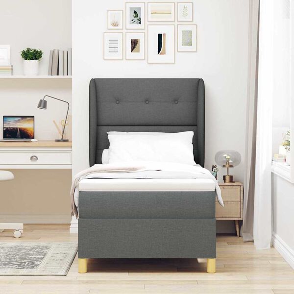 vidaXL Lit &agrave; ressorts avec matelas gris fonc&eacute; 90x190 cm Gris fonc&eacute;