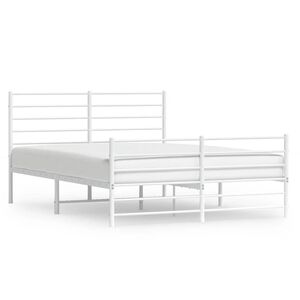vidaXL Cadre de lit m&eacute;tal sans matelas et pied de lit blanc 135x190 cm