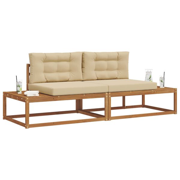 vidaXL Ensemble de canap&eacute;s d'ext&eacute;rieur 2 Pi&egrave;ce Naturel et Beige