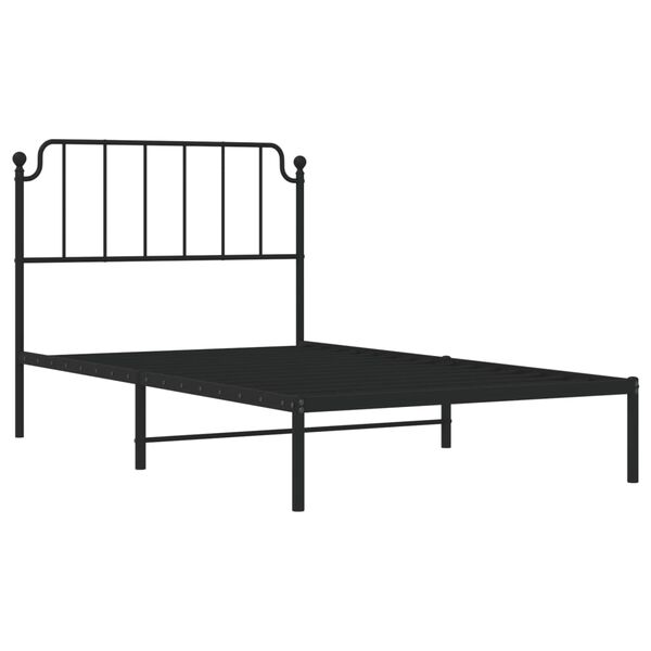 vidaXL Cadre de lit m&eacute;tal sans matelas avec t&ecirc;te de lit noir 107x203cm
