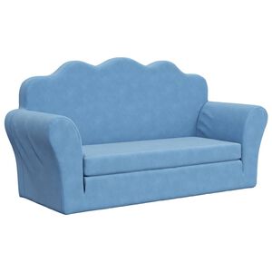 vidaXL Canap&eacute;-lit pour enfants 2 places bleu peluche douce
