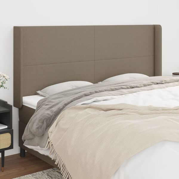 vidaXL T&ecirc;te de lit avec oreilles Taupe 203x16x118/128 cm Tissu