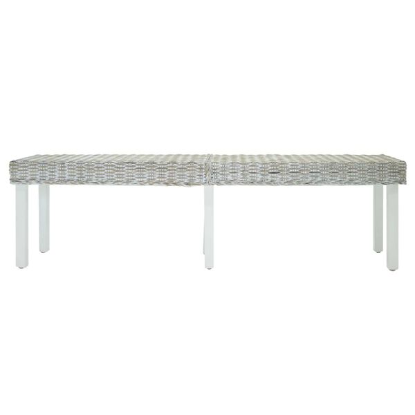 vidaXL Banc Blanc 160x35x45 cm Rotin kubu naturel et acajou solide