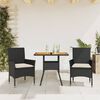 vidaXL Ensemble &agrave; manger de jardin et coussins 3 pcs noir rotin acacia