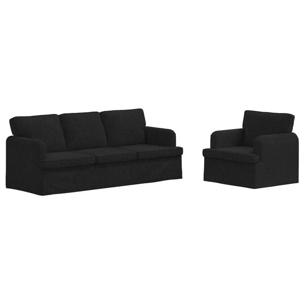 vidaXL Canap&eacute; 2 pcs Noir 144 x 80 x 85 cm tissu