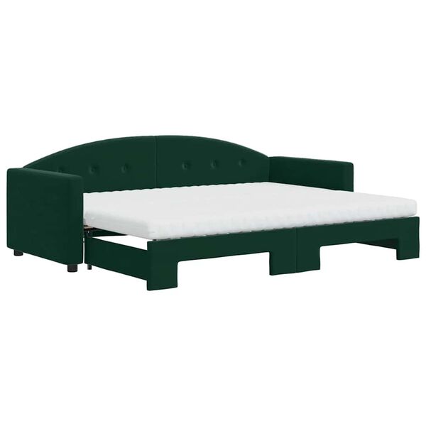 vidaXL Lit de jour avec gigogne et matelas vert fonc&eacute; 80x200cm velours