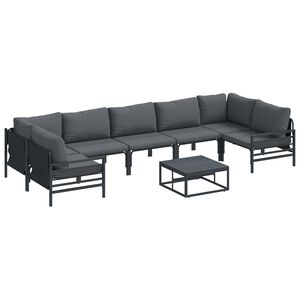 vidaXL Ensemble de canap&eacute; de jardin 8 pc Noir Acier