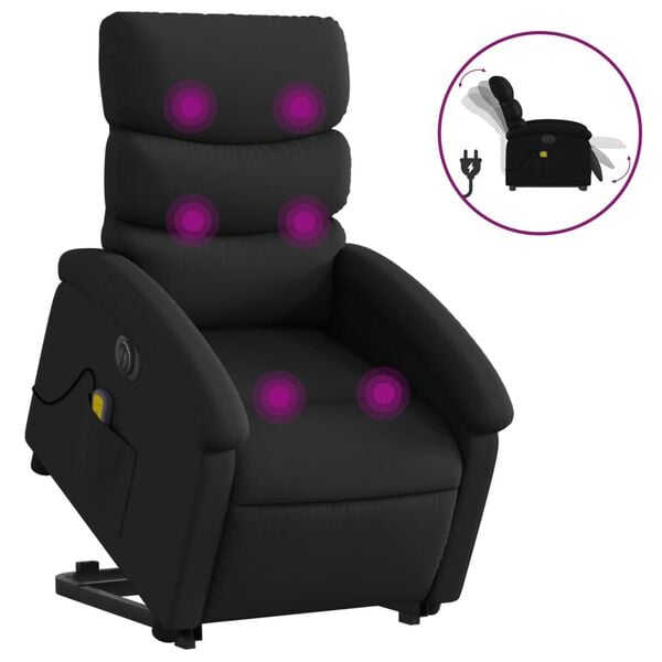 vidaXL Fauteuil inclinable de massage &eacute;lectrique noir similicuir