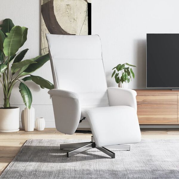vidaXL Fauteuil inclinable avec repose-pieds blanc similicuir