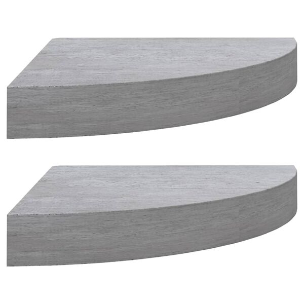 vidaXL Étagères d'angle murales 2 pcs Gris béton 25x25x3,8 cm MDF