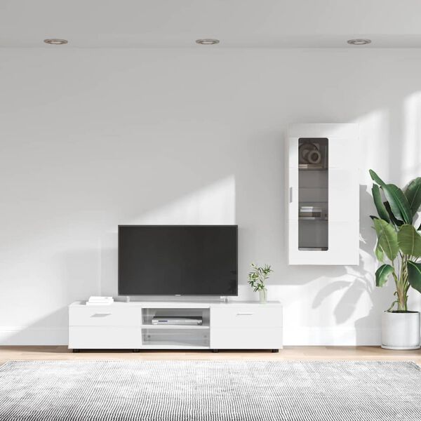 vidaXL Ensemble meuble TV FLORIN Blanc brillant Bois d'ing&eacute;nierie