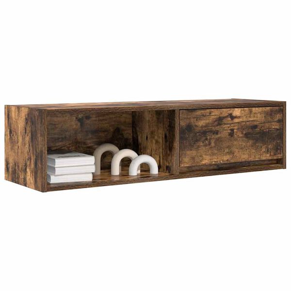 vidaXL Meuble TV chêne fumé 100x31x25,5 cm bois d'ingénierie