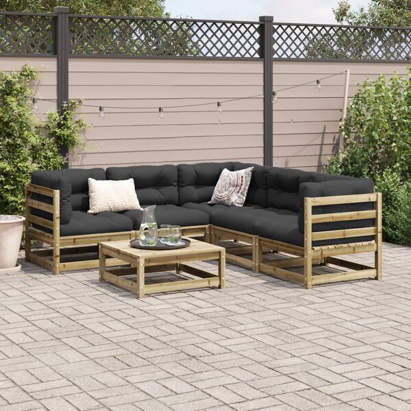 vidaXL Salon de jardin 6 pcs bois de pin impr&eacute;gn&eacute;