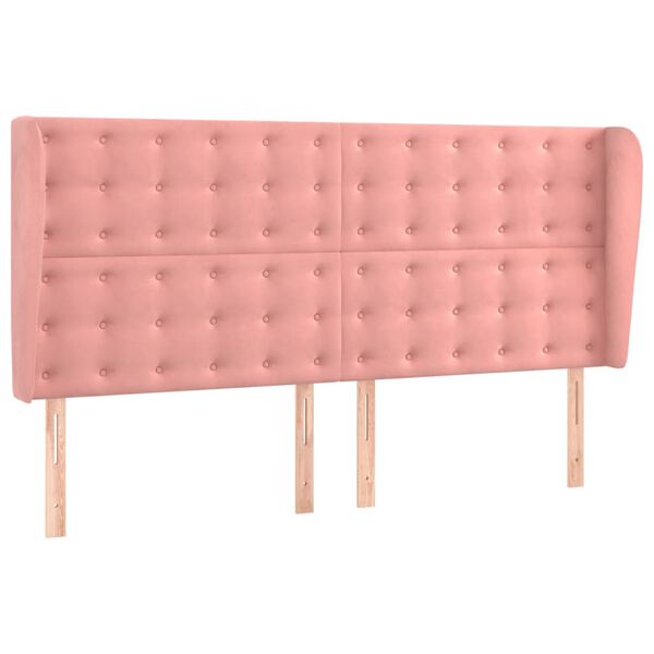vidaXL T&ecirc;te de lit avec oreilles Rose 163x23x118/128 cm Velours