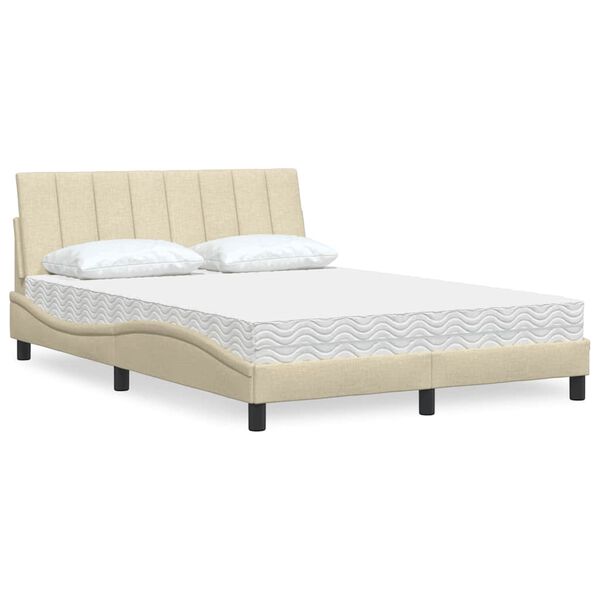 vidaXL Lit avec matelas Hanko cr&egrave;me 140x200 cm tissu