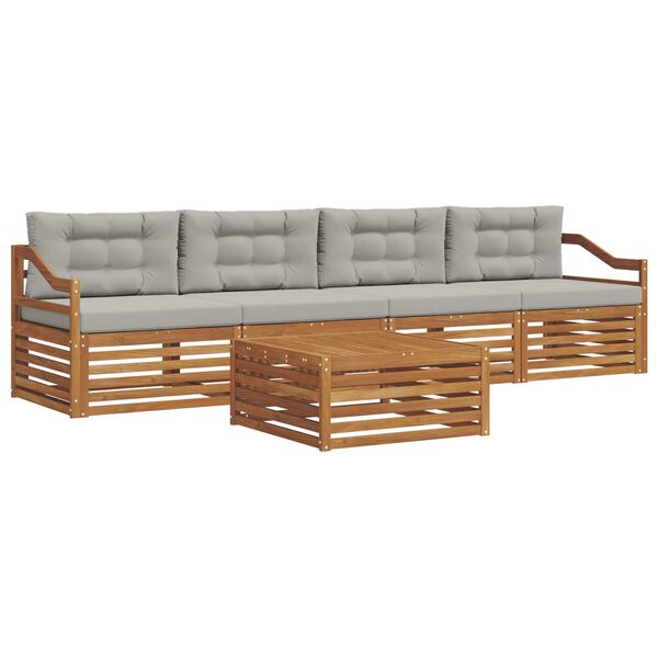 vidaXL Ensemble de canap&eacute;s d'ext&eacute;rieur 5 pcs Gris Naturel et Clair