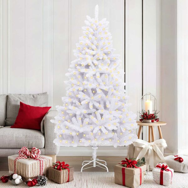 vidaXL Sapin de No&euml;l artificiel avec 300 LED Blanc 180 cm PVC et m&eacute;tal