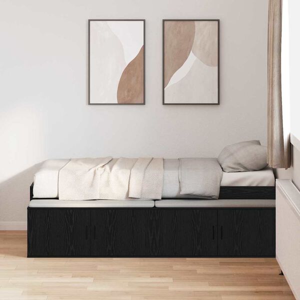 vidaXL Cadre de lit Ch&ecirc;ne noir 90 x 190 cm Bois d'ing&eacute;nierie