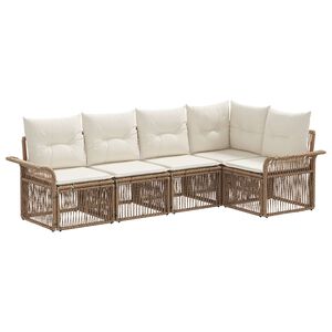 vidaXL Ensemble de canap&eacute; de jardin 5 pc Beige polyrotin