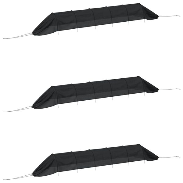 vidaXL Tunnels en filet 3 pcs noir acier et poly&eacute;thyl&egrave;ne